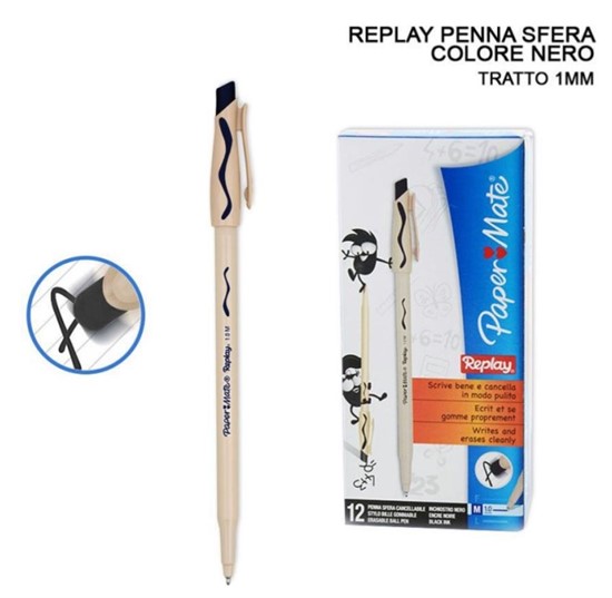 PAPERMATE PENNA CANCELLABILE REPLAY 1MM NERO  S0190784