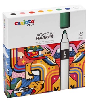 CARIOCA 8 MARCATORI ACRILICI COLORI ASSORTITI PLUS 45209