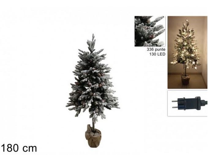 ALBERO DI NATALE INNEVATO 180CM CON 130 LED