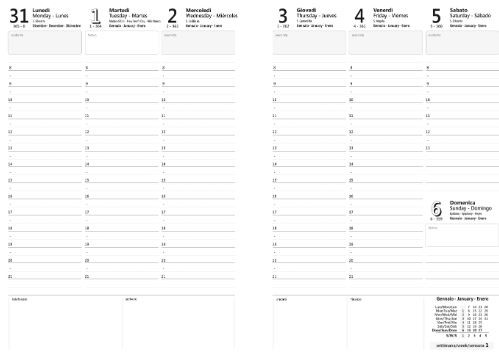 AGENDA SETT. INTEMPO WEEKLY PATTERN 2025 NERA 17X24CM 7357PT