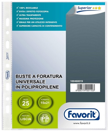 BUSTE CON FORI 15X21 25PZ FAVORIT  100460019