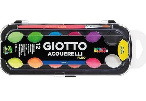 GIOTTO ACQUERELLI FLUO DA 12 COLORI CON PENNELLO 351400