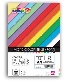 CARTA COLORATA 80GR A4 12FF ASS.      12506