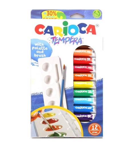 CARIOCA 12 TUBETTI TEMPERA 10 ML CON TAVOLOZZA 40012