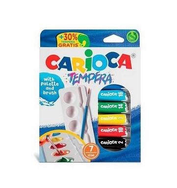 CARIOCA 7 TUBETTI TEMPERA 10 ML CON TAVOLOZZA 40011